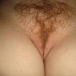 wife showing her happy hairy pussy
