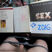 Standing in the bedroom... a view of my dick & 3 sexual books...Pic taken with SX 230 camera.