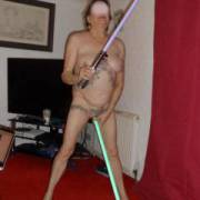 hi all
just had to try out some of hubbies light sabre collection, Dont think Yoda meant for them to be used like this, what do you think
horny comments welcome
mature couple