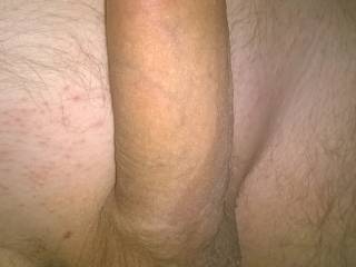 One more pic of my shaved cock hard.