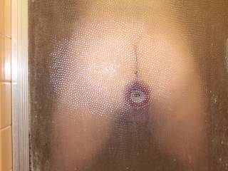 Riding my Dildo through the shower glass!!