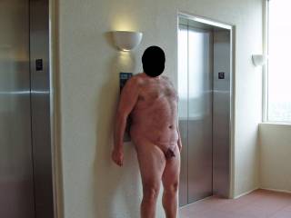Summer 2008 Beach Vacation.  Hubby posing in the nude in various outdoor locations around the condo.  He was so exposed and vulnerable to getting caught...it was HOT!
Was busy watching the elevators and 3 women walked out of the stairwell!