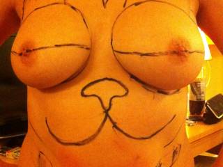do you agree that garfields eyes look like boobs? 
girlfriend let me draw this after watching Ted