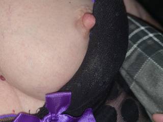 Wife showing her nipple before getting fucked.