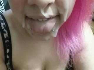Was so horny for my Hubby's cock and cum I devoured him until he painted my face with a nice big load of cum just for me mmm ;)