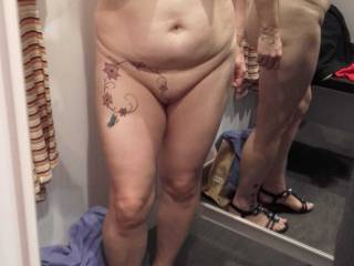 Sally is naked in her local Primark. I just realised just how wonderful Sally's tattoos are!