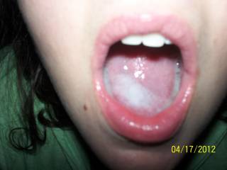 She enjoys the taste so much that she had to swallow most of it cuz she couldn\'t wait to eat my cum