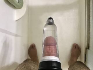 Pumping my cock in the shower with my new Bathmate Hydromax.  So much fun.