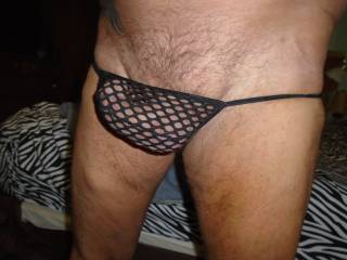 showing off my fishnet thong...and cock