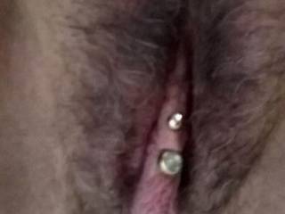 A very rare picture of my pierced pussy with hair!