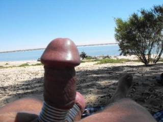 sporting an erection at Lake Bonney's nudist beach...Pelican Point in South Australia's Riverland