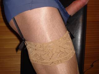 I like lace panties.  The kind that has a high waist band and that comes up high on the legs.  Would look great on you with that hard cock.  Add some dangling ear rings, fishnet stockings and heels.  I'm cumming just thinking about it/