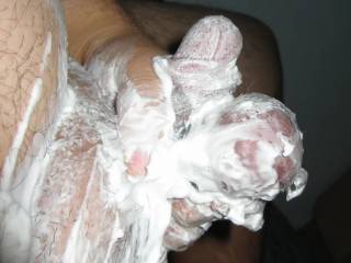 Menthol shaving cream on my tied up nuts and penis