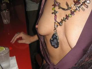 Showing off my Little Tits at a Bar