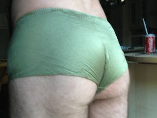 wifes green silk panties