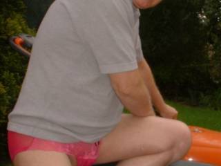 Just flashing my pink knickers out in the garden
