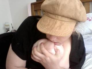 that;'s just the cutest horniest thing a girl can do  biting her own nipples  mmm  perfection there hun  must share some filthy details with you just can't possibly expose on here

seems like you're interested in MMF 3sums    & watching guys play too  
please get intouch