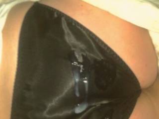 cumshots look great on black satin panties