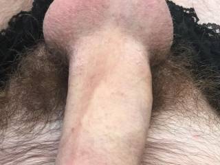 Wife’s stockings and frilly panties.