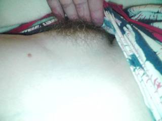 side view of wifes hairy pussy
