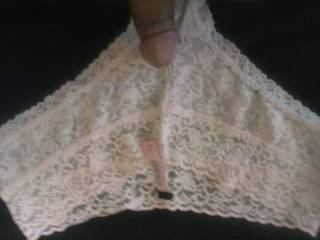 Rubbing my dick on a used pair of panties I was sent by a friend.