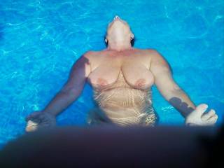 We were at a friend's pool on a hot day. Things got hotter.