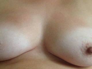 My beautiful wife's tits out for me.