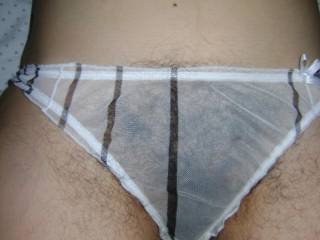 Mmmm See through panties and dark pussy hair are so erotic together