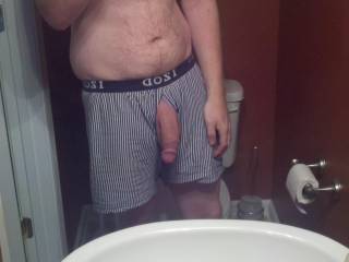 Just me taking a pic in the mirror with a semi-erect cock. What do you think ladies?