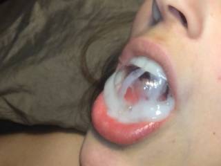 I love to play with his cum so much before swallowing