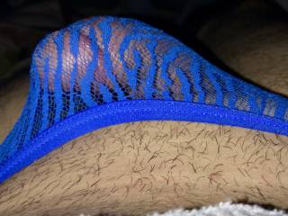 In the blue lace Panties
