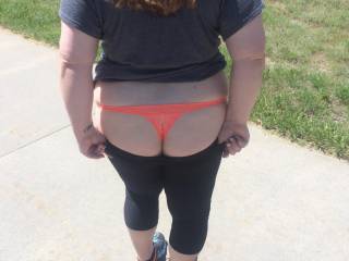 Such a great fat ass too... love it... that thong looks so perfect on that ass... your such a hottie...