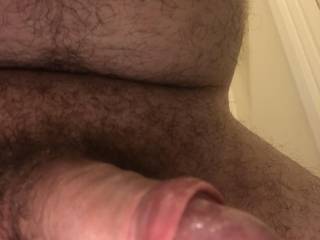 Fat front shot of my hardening cock