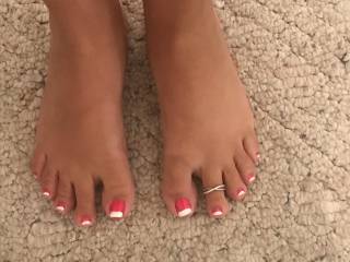 Fresh pedicure for the hubby. Love when he sucks my toes while fucking me senselessly!