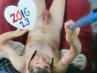 Another above selfie body/erection scene sitting in my recliner with a multi colored blanket behind my head/back... Camera used, SX 230.