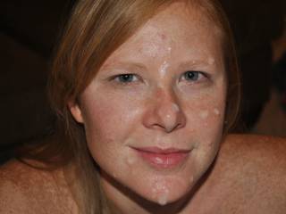 mmmmmm great shot, love your sexy freckles and the only prob with this pic is thats notmy cum on your beautiful face!!
