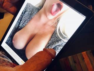 Look at naughty Adaddysgirll sticking her tongue and tits out and making my cock hard.