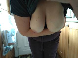 Busty mature Scottish wife shows her tits