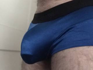 Blue satin bulge