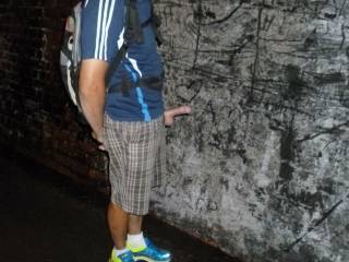 Mr Redwoods posing for me in a tunnel while out bush walking .What do you think I should do with that nice hard cock ?