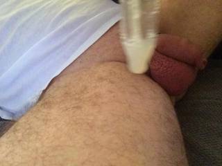 After some hours of chatting and edging here on  cam, I blow
a big load into a condom for a special friend