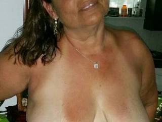 Hubby loves showing off my titties.