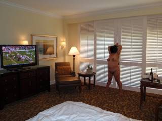 Weekend getaway at a luxury resort.  Thought I would do some nude posing for hubby in our villa before he fucked me!