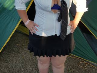 Wife\'s sexy school girl outfit at bike week showing a little more