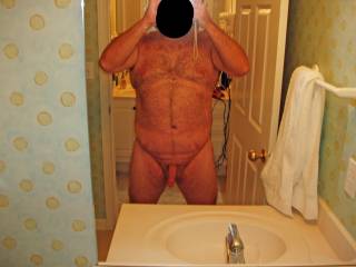 Summer 2008 Beach Vacation.  Hubby posing in the nude at our condo!