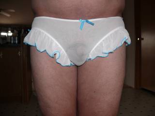 i just love feeling my little cock in sweet frilly panties!