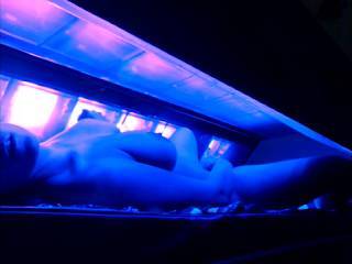 She made us another video in the tanning bed!!  She gets her vibrator out and puts it to good use while she was in there. I love the lighting!