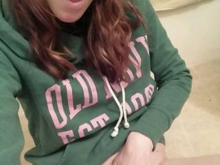 Hiding in my parents bathroom, thinking super dirty things while touching my pussy.