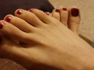 Fetish or not, Wifey has sexy feet and toes anyone can appreciate. Side note- these sexy feet would love to find a welcoming pussy to foot fuck.