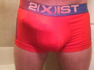 Bulge in Red Boxer Briefs